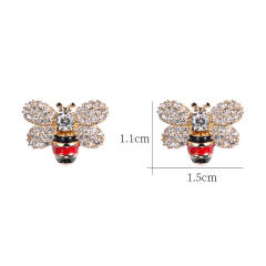 S925 needle diamond bee ear studs