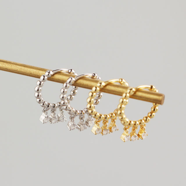 S925 beaded huggie earrings