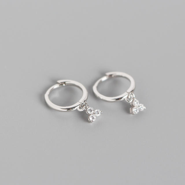 S925 Diamond drop huggie earrings