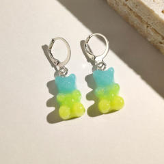 Cute jellly bear colored huggie earrings