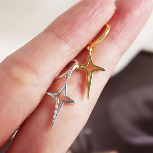 S925 cross huggie earrings