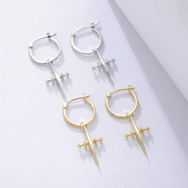 S925 unique cross huggie earrings