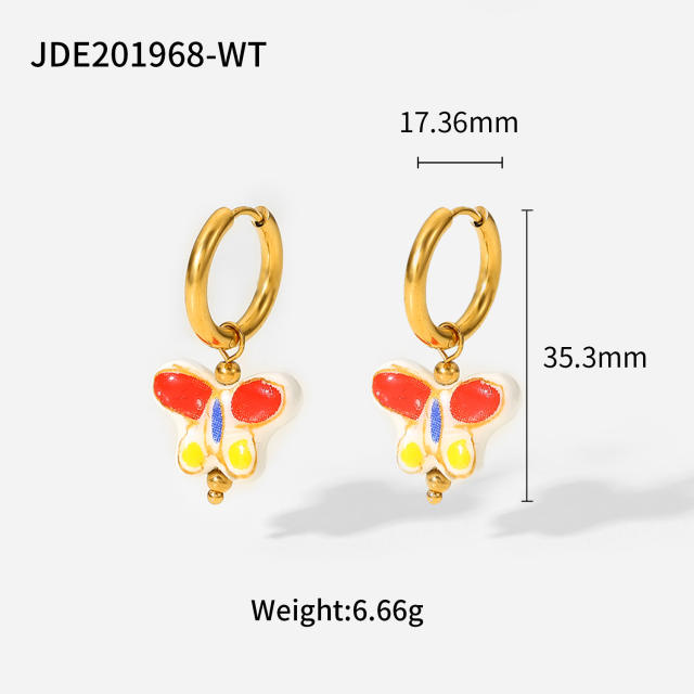 18KG stainless steel butterfly huggie earrings