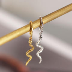 S925 silver snake huggie earrings