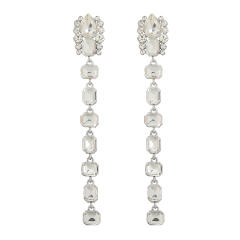 Glass crystal statement long earrings