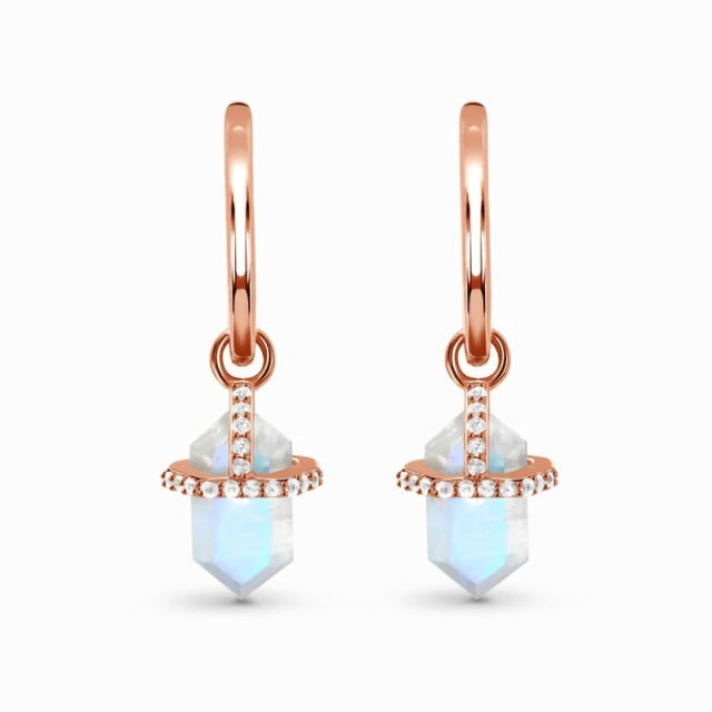 Moonstone Hexagonal column earrings