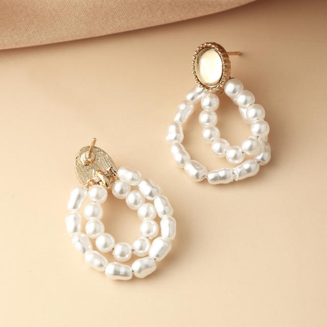 Gem pearl earrings