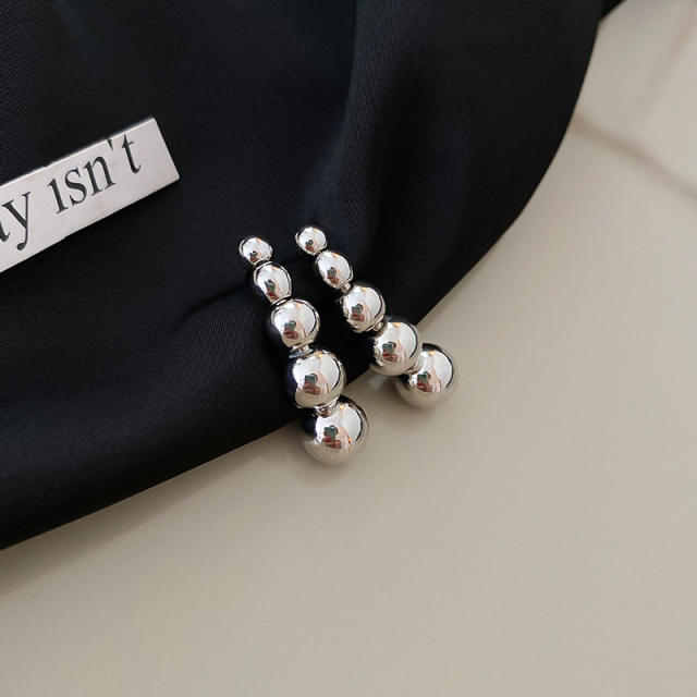 Silver needle metal ball unique earrings