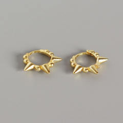 S925 silver bead rivet huggie earrings