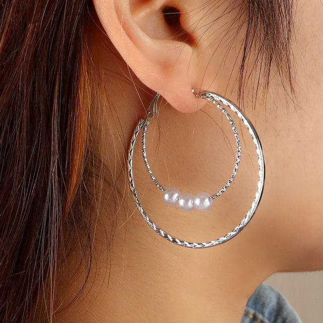 Pearl hoop earrings