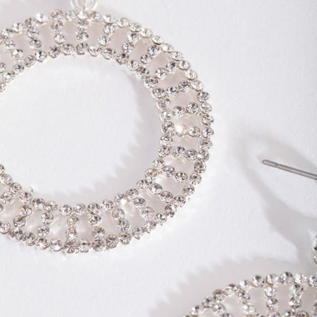 Large size ring diamond dangle earrings