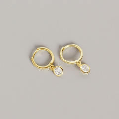 S925 zircon drop huggie earrings