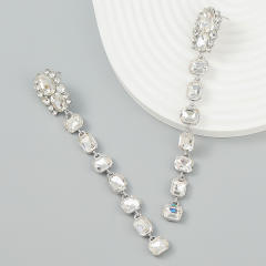 Glass crystal statement long earrings