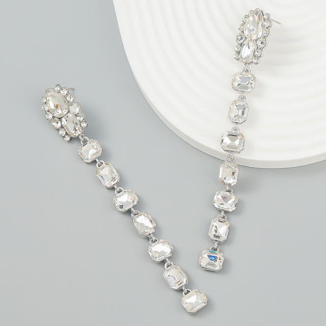 Glass crystal statement long earrings