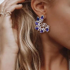 Faux Amethyst statement ear studs