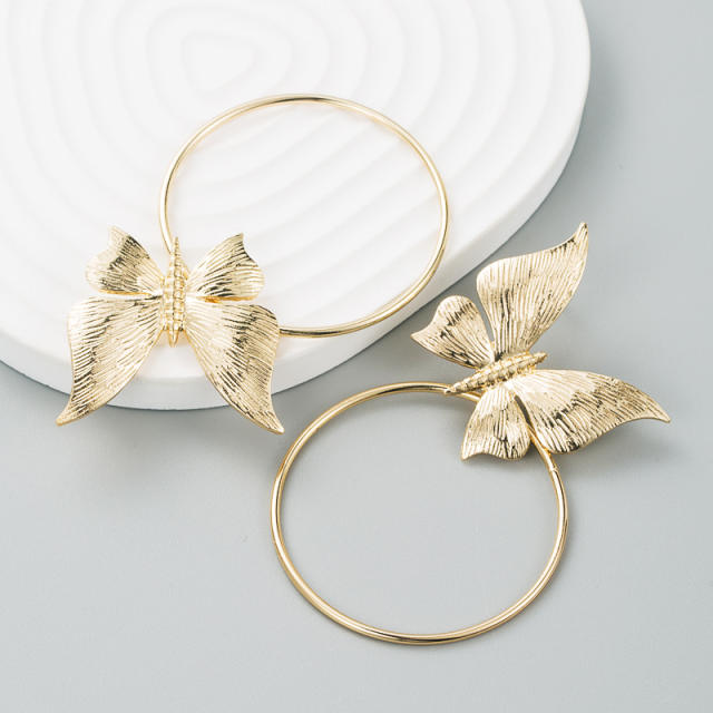 Simple butterfly hoop earrings