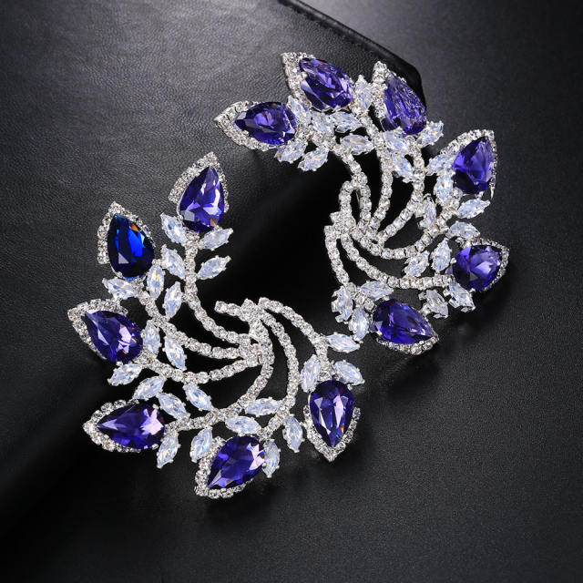 Faux Amethyst statement ear studs