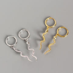 S925 silver snake huggie earrings