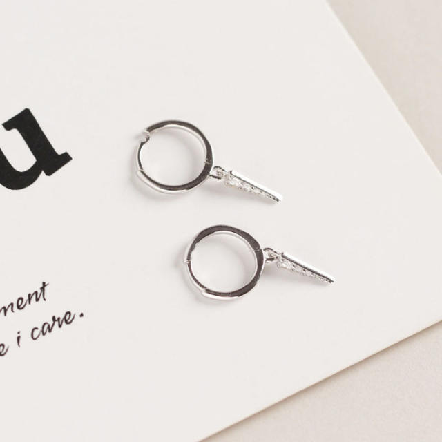 S925 silver diamond huggie earrings