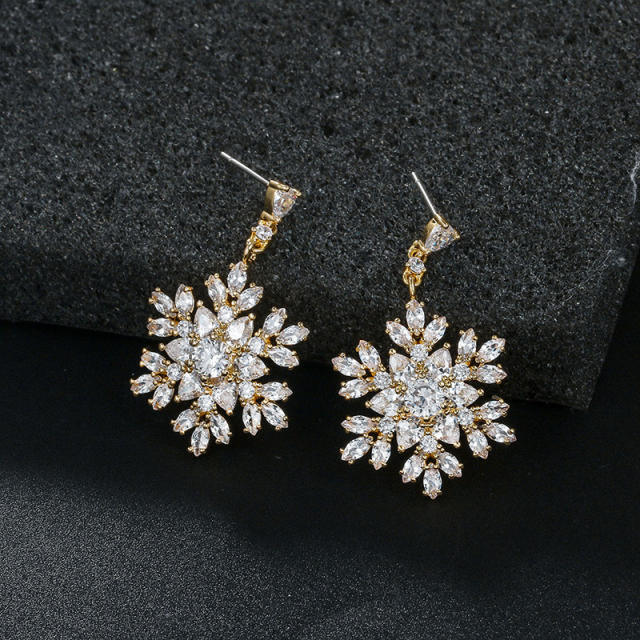 Diamond snowflake wedding earrings
