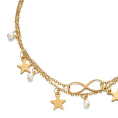 Concise pearl star infinity stainless steel bracelet