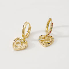 Heart drop huggie earrings
