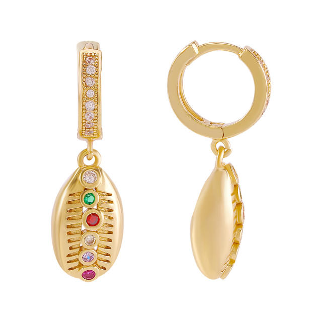 Rhinestone shell drop earrings