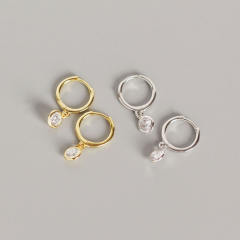 S925 zircon drop huggie earrings