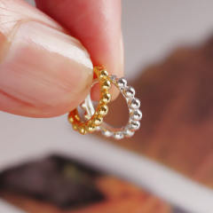 S925 silver beaded huggie earrings