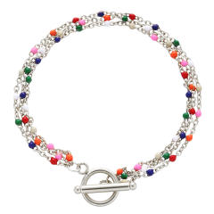 Candy color beads layer stainless steel bracelet