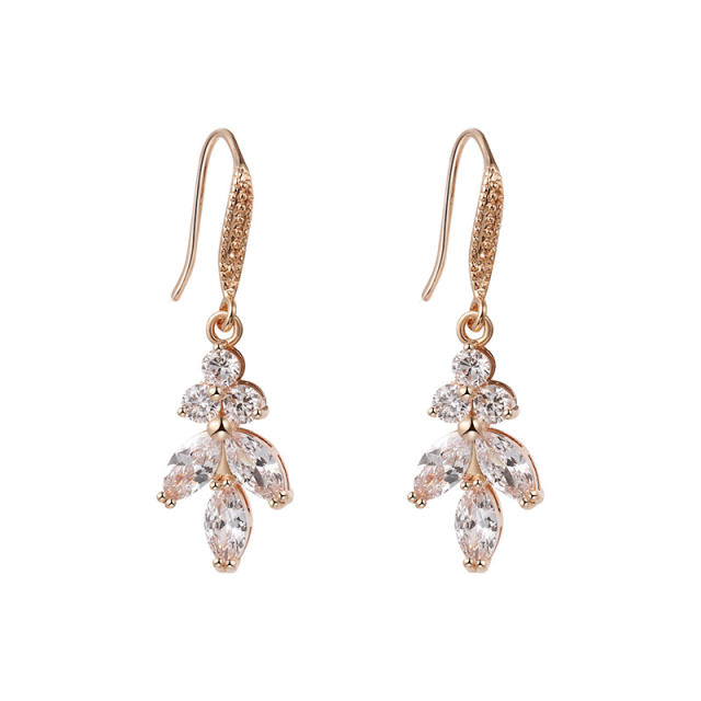 Amazon hot sale cubic zircon leaf earrings