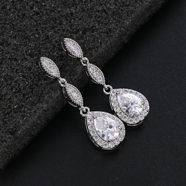 Classic cubic zircon drop earrings