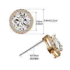 Elegant S925 needle round ear studs