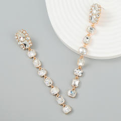Glass crystal statement long earrings