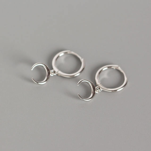 S925 moon huggie earrings