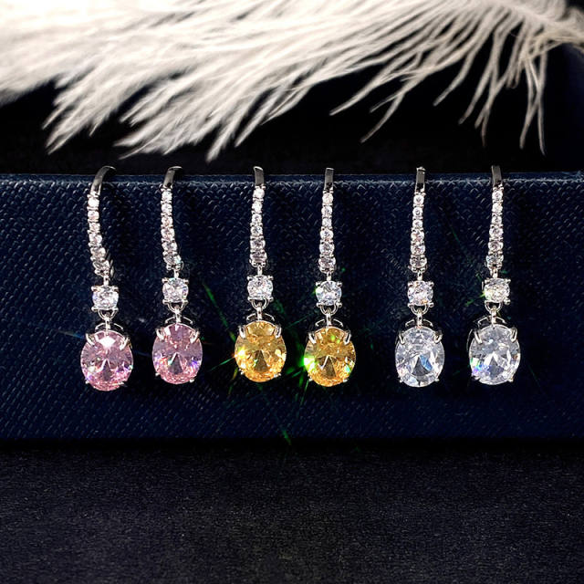 Colored cubic zircon diamond earrings