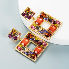 Colored glass crystal statement earrings
