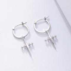 S925 unique cross huggie earrings
