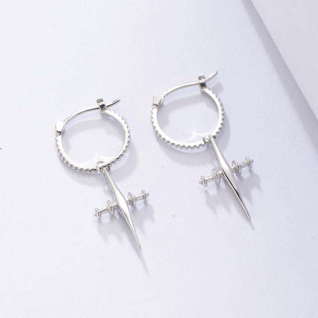 S925 unique cross huggie earrings