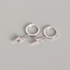 S925 diamond lightning huggie earrings