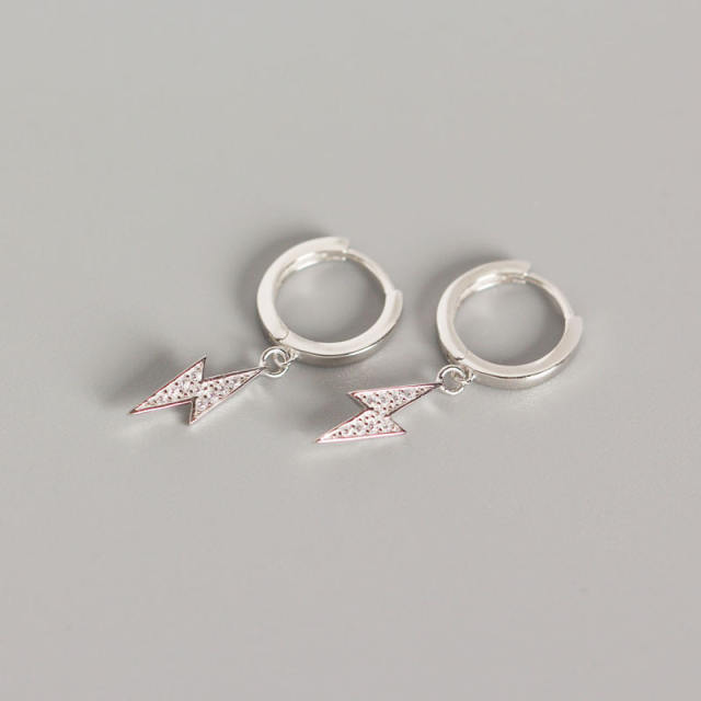 S925 diamond lightning huggie earrings
