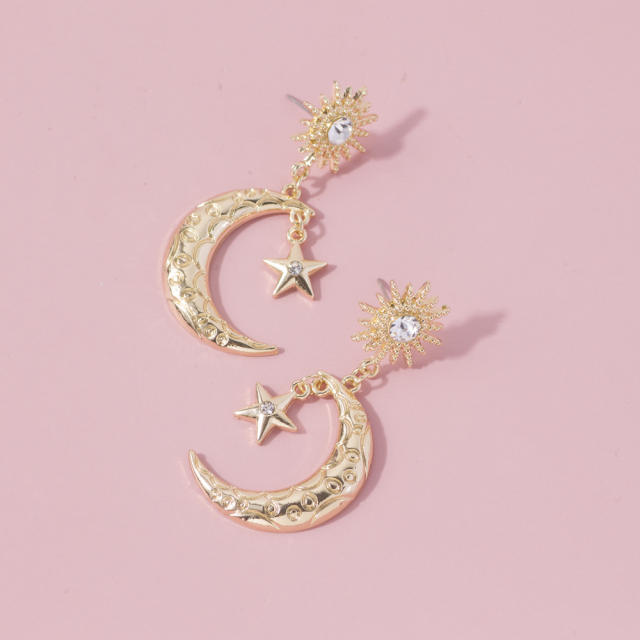 Moon star zircon earrings