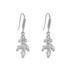 Amazon hot sale cubic zircon leaf earrings