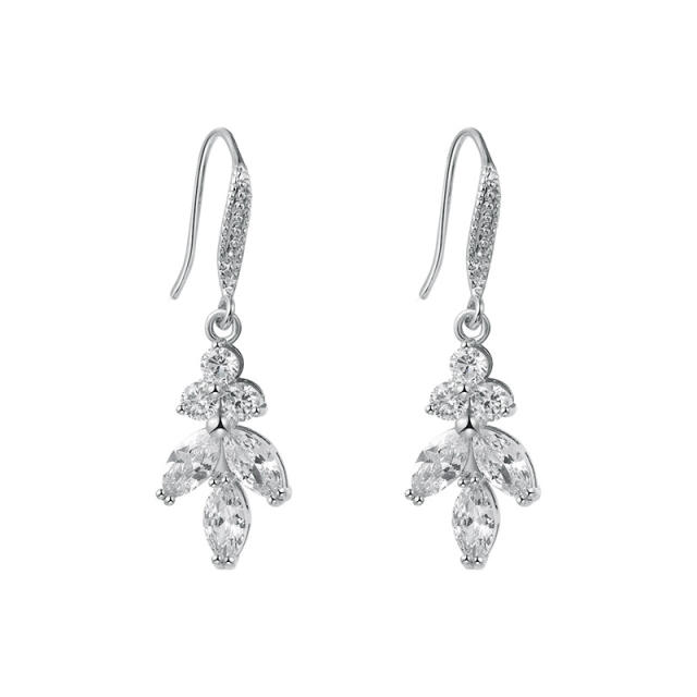 Amazon hot sale cubic zircon leaf earrings