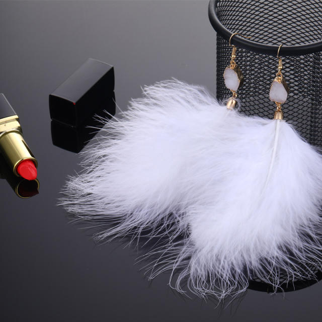 Feather plush earrings