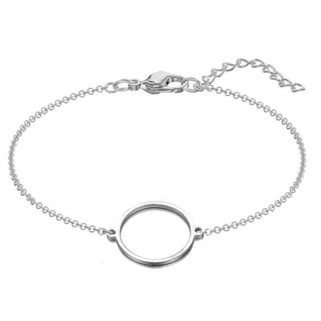 Concise dainty circle stainless steel bracelet