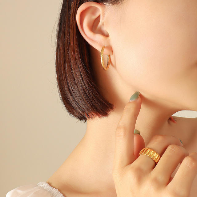 Titanium steel hoop earrings