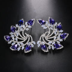 Faux Amethyst statement ear studs