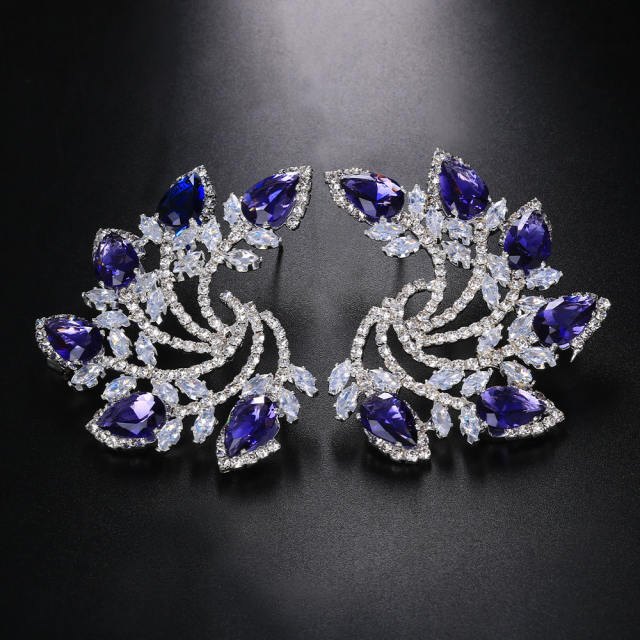 Faux Amethyst statement ear studs