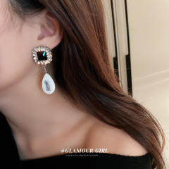 Vintage acrylic drop diamond earrings